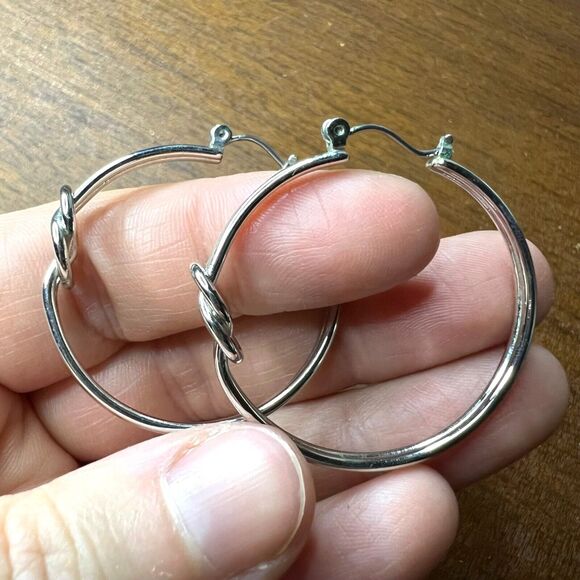 Womens Double Strand Metal Hoop Fashion Earrings Silver - Picture 5 of 7